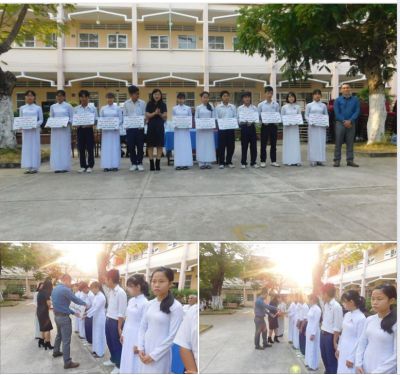 Trao học bổng cho học sinh ngh&egrave;o vượt kh&oacute; tai Trường THPT Trương Định, Tỉnh Tiền Giang